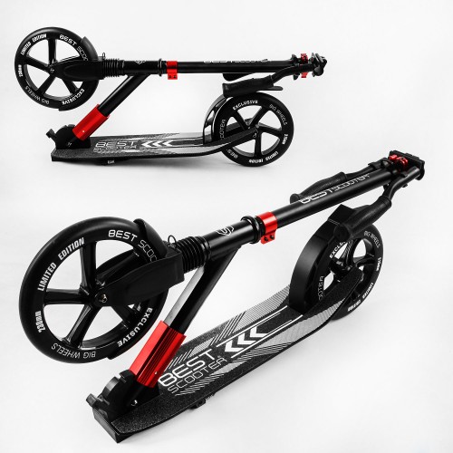 Самокат двоколісний складаний амортизатор Best Scooter PU колеса 100 кг Black and red (105585) Самокат двоколісний складаний амортизатор Best Scooter PU колеса 100 кг Black and red (105585)