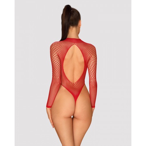 Сітчастий бодістокінг із довгим рукавом Obsessive B126 teddy red XL/XXL, червоний в інтернет супермаркеті PbayMarket!