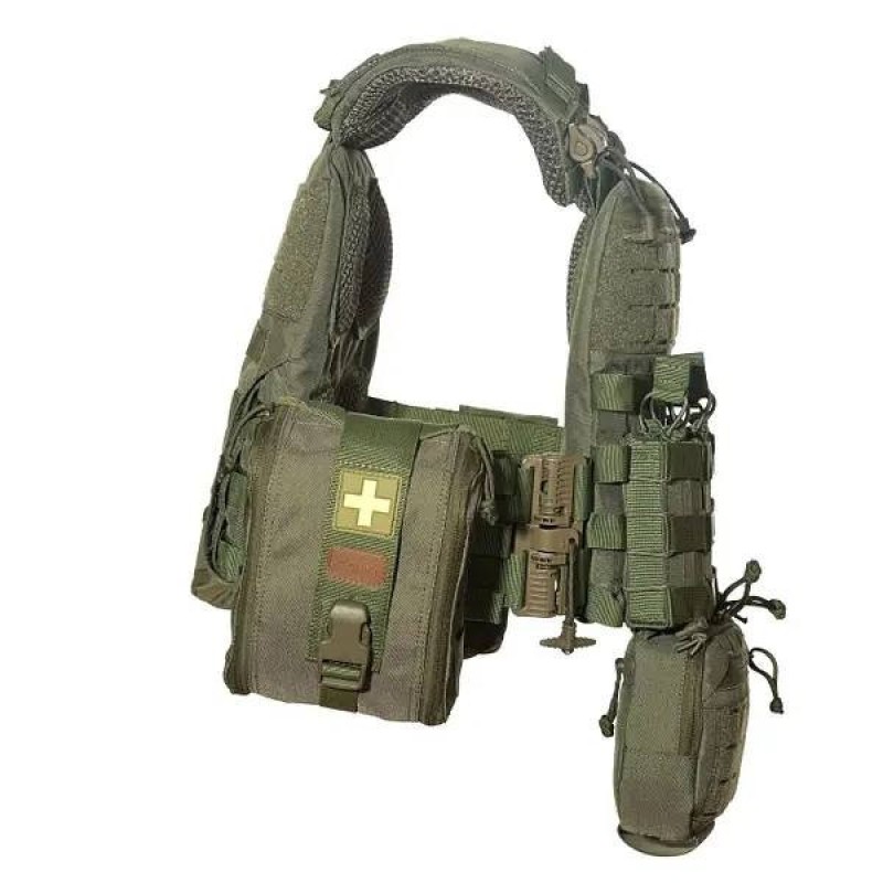 Комплект плитоноски з підсумками без плит No Brand М7 28 х 40 х 21 см Оливковий (2072881989)