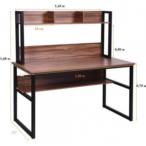 Стіл письмовий GoodsMetall із металу з полицями в стилі Лофт 1400х1200х600 СП120 Стіл письмовий GoodsMetall із металу з полицями в стилі Лофт 1400х1200х600 СП120