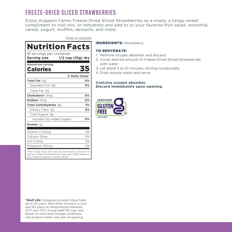 Сублімована полуниця з великим терміном придатності 30 років Augason Farms, 18 порцій
