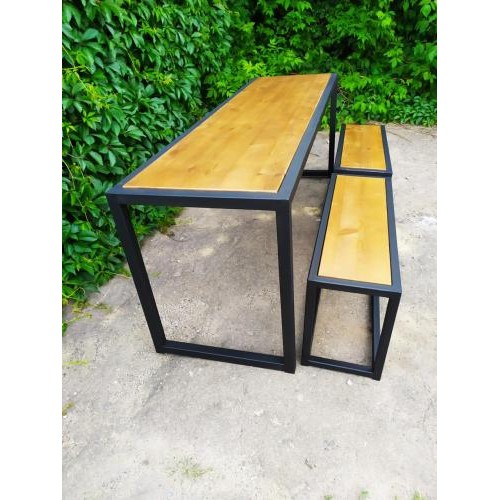 Стіл обідній з лавками GoodsMetall з металу та дерева, Лофт  Стіл обідній з лавками GoodsMetall з металу та дерева, Лофт