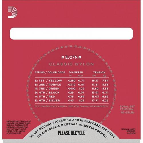 Струни для класичної гітари D'Addario EJ27N Student Nylon Струни для класичної гітари D'Addario EJ27N Student Nylon