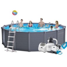 Каркасний збірний басейн Intex 26384-10, 457 х 122 см (478 х 124 см) (7 г/год, 7 900 л/год, драбина, тент, підстилка, набір для догляду)