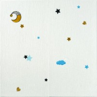 Панель стінова 3D 700*700*4mm зірки та місяць білому тлі (D) Sticker Wall SW-00001970