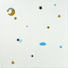 Панель стінова 3D 700*700*4mm зірки та місяць білому тлі (D) Sticker Wall SW-00001970