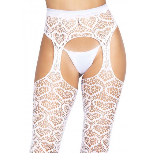 Ажурні колготки із сердечками Leg Avenue Heart White, one size, імітація панчіх в інтернет супермаркеті PbayMarket!