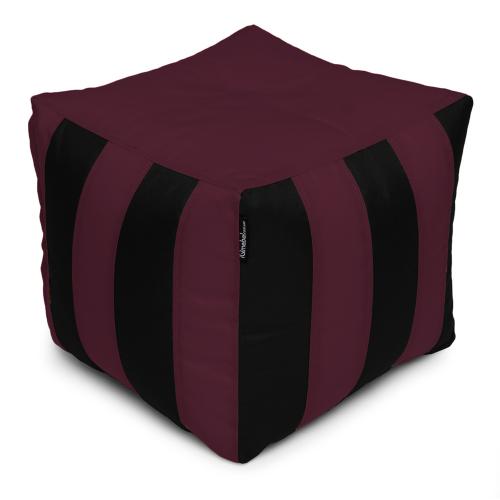 Пуф Кубик Смугастий Оксфорд 40х40 Студія Комфорту Чорний + Бордовий