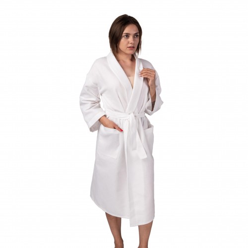 Вафельний халат Luxyart Кімоно L Білий (LS-0402) в інтернет супермаркеті PbayMarket!