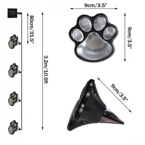 Вуличний автономний світильник на сонячній батареї LED Solar Paw Print Lights DL49 із захистом від вологи As-seen-on-tv Чорний Вуличний автономний світильник на сонячній батареї LED Solar Paw Print Lights DL49 із захистом від вологи As-seen-on-tv Чорний