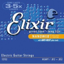 Струни для електрогітари Elixir 12152 Nanoweb Nickel Plated Steel Heavy 12/52
