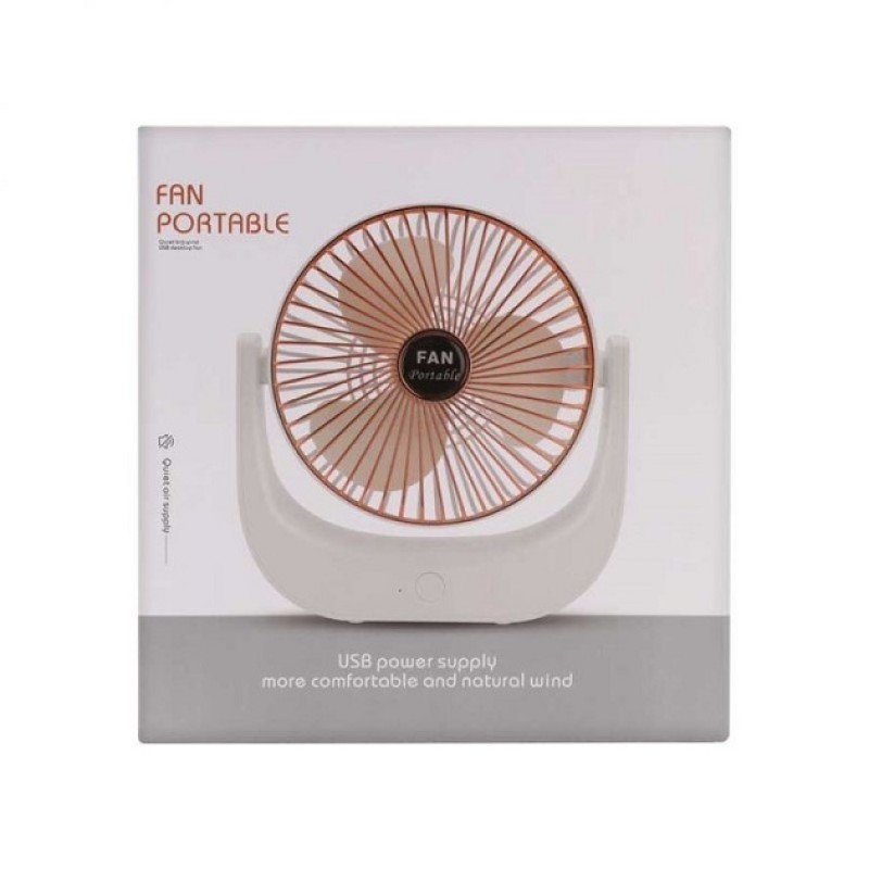 Настільний вентилятор безшумний акумуляторний Portable Fan F138 Біло-мідний