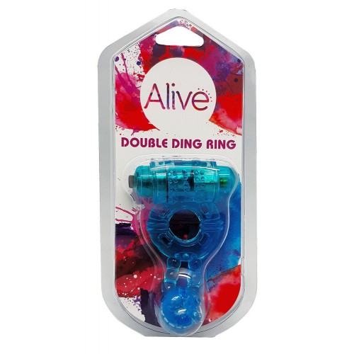 Ерекційне віброкільце Alive Double Ding Ring Blue