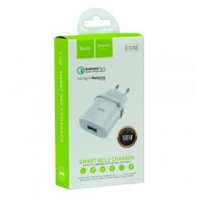 Мережевий зарядний пристрій Hoco C12Q QC 3.0 FCP AFC 3A потужність 18Вт Білий Мережевий зарядний пристрій Hoco C12Q QC 3.0 FCP AFC 3A потужність 18Вт Білий
