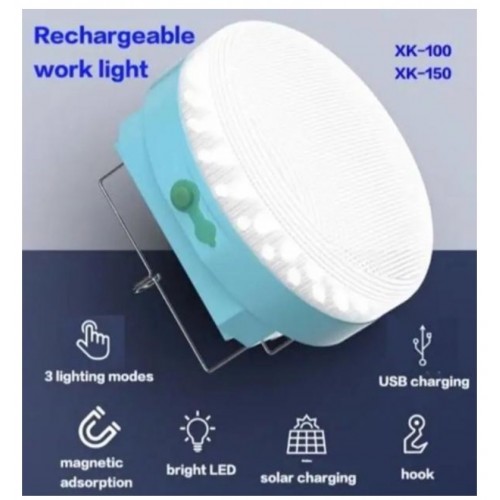 Акумуляторна лампа для кемпінгу Solar Light CCLamp CL023-80 LED із сонячною панеллю та гачком 3 режими 80 W 14х7 см Блакитний (30151410В)
