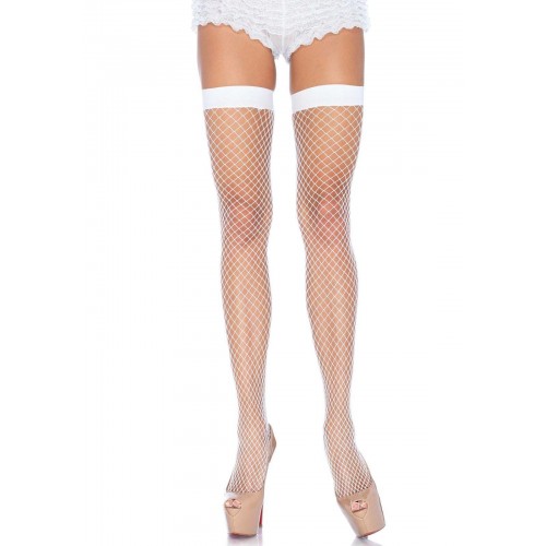 Панчохи-сітка Leg Avenue Fishnet Thigh Highs White, дрібна сітка, one size в інтернет супермаркеті PbayMarket!