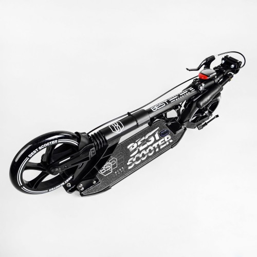 Двоколісний складаний самокат ліхтарик 2 амортизатора дискове гальмо Best Scooter 100 кг Black (114291) Двоколісний складаний самокат ліхтарик 2 амортизатора дискове гальмо Best Scooter 100 кг Black (114291)