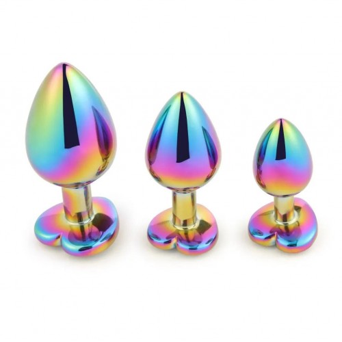 Набір металевих анальних пробок We Love райдужного кольору з кристалами S M L в інтернет супермаркеті PbayMarket!