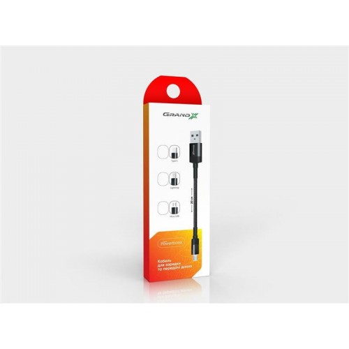 Кабель Grand-X USB-Lightning, Cu, 0.2м, Power Bank, Black (FM-20L) в інтернет супермаркеті PbayMarket!