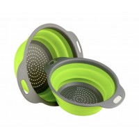 Друшляк силіконовий складаний Collapsible filter baskets великий + маленький Зелений (300674)