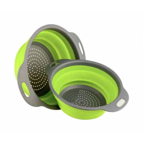 Друшляк силіконовий складаний Collapsible filter baskets великий + маленький Зелений (300674) Друшляк силіконовий складаний Collapsible filter baskets великий + маленький Зелений (300674)