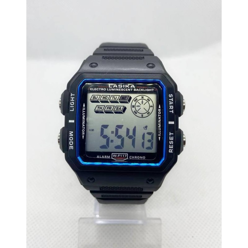 Годинник наручний спортивний вологостійкий Lasika Sports W-F117 Чорний з синім (IBW877BZ)