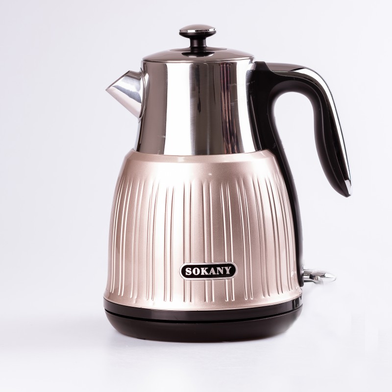 Електрочайник Sokany SK-SH-1055 безшумний 1,6л з нержавіючої сталі рожевий металік (SKSH1055)
