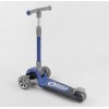 Самокат триколісний Best Scooter складане алюмінієве кермо, 3 колеса PU зі світлом Black/Blue (102024)