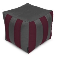 Пуф Кубик Смугастий Оксфорд 40х40 Студія Комфорту Сірий + Бордовий
