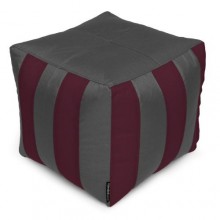 Пуф Кубик Смугастий Оксфорд 40х40 Студія Комфорту Сірий + Бордовий