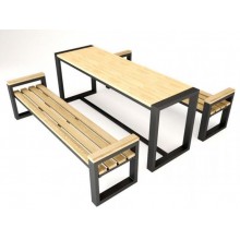 Стіл обідній з лавками GoodsMetall з металу та дерева, Лофт