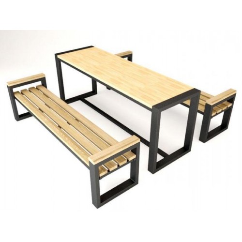 Стіл обідній з лавками GoodsMetall з металу та дерева, Лофт 