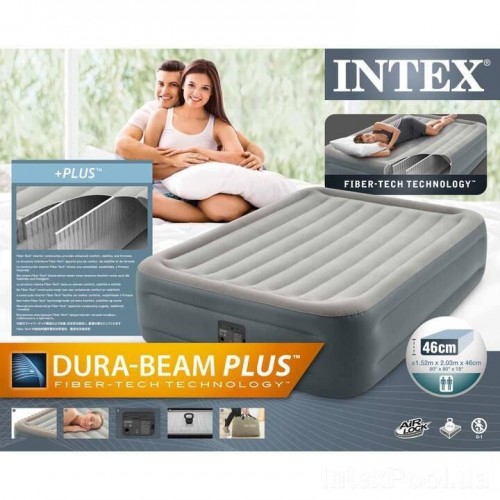 Надувне ліжко Двоспальне Intex 64126-3, 152 х 203 х 46, вбудований електричний насос, подушки, наматрацник в інтернет супермаркеті PbayMarket!