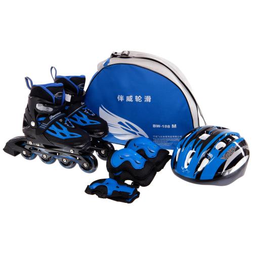 Набір роликові ковзани Banwei SK-180 BW-188 розмір 31-34 + комплект захисту Чорний-синій
