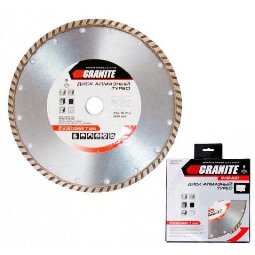Диск алмазний GRANITE TURBO 230 мм 9-02-230 Диск алмазний GRANITE TURBO 230 мм 9-02-230