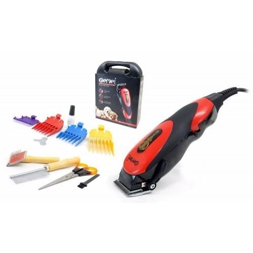 Професійна машинка для стрижки тварин зі сталевими лезами Gemei GM-1023 + ножиці та гребінець