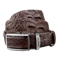 Ремінь-автомат CROCODILE LEATHER з натуральної шкіри крокодила Коричневий (18240)