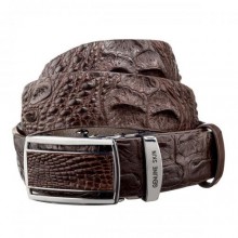 Ремінь-автомат CROCODILE LEATHER з натуральної шкіри крокодила Коричневий (18240)