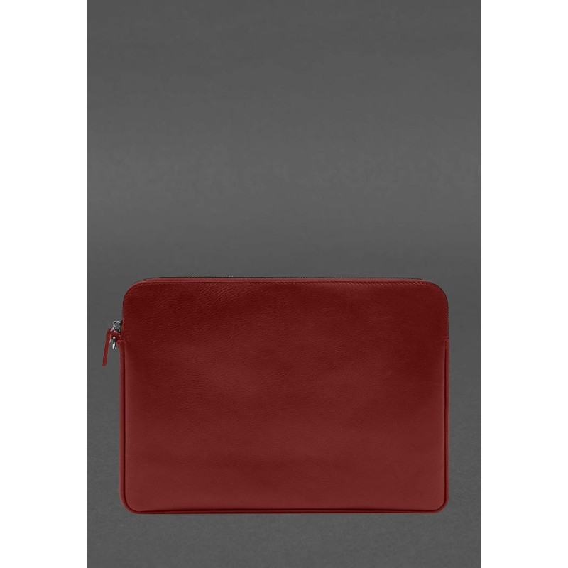 Шкіряний чохол для ноутбука на блискавці з кишенею та хлястиком на руку Червоний BlankNote