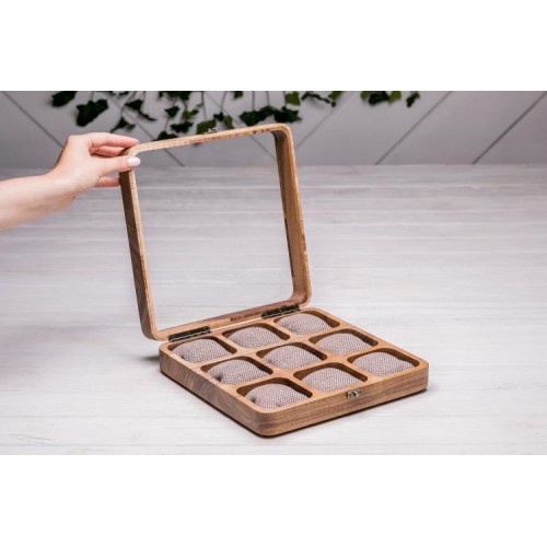 Органайзер на 9 секцій для наручних годинників ecoWalnut 7х26.5х26.5 см Органайзер на 9 секцій для наручних годинників ecoWalnut 7х26.5х26.5 см