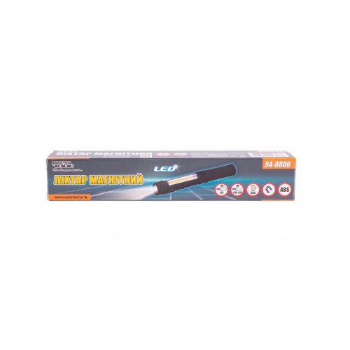 Ліхтарик магнітний MASTERTOOL 168х24 мм LED+COB LED 3xAAA ABS 94-0806 Ліхтарик магнітний MASTERTOOL 168х24 мм LED+COB LED 3xAAA ABS 94-0806