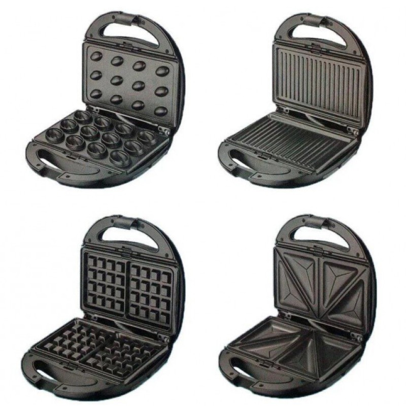 Мультимейкер 4 В 1 Crownberg Cb 1076 800 Вт Гриль Сендвічниця Вафельниця Орішниця