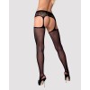 Сітчасті панчохи-стокінги з мереживним поясом Obsessive Garter stockings S307 S/M/L, чорні, імітація в інтернет супермаркеті PbayMarket!