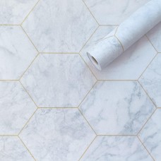 Самоклеюча плівка Sticker Wall SW-00001214 Малахітовий мармур золоті стільники 0,45х10м