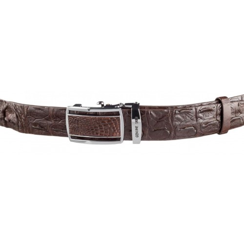 Ремінь-автомат CROCODILE LEATHER з натуральної шкіри крокодила Коричневий (18240)