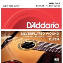 Струни для акустичної гітари D'Addario EJ83M Silverplated Wound Medium Gypsy Jazz Guitar Strings 11/45