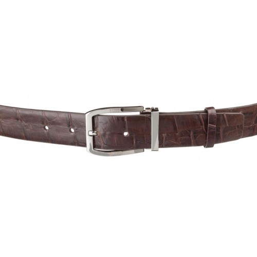 Ремінь чоловічий CROCODILE LEATHER Темно-коричневий (18178)