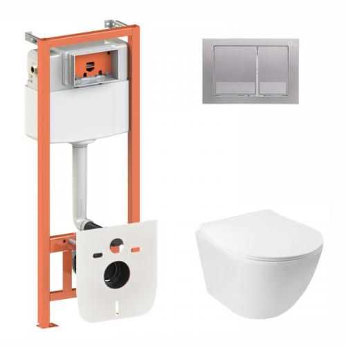 Набір Qtap Інсталяція 3 В 1 Nest Qt0133M425 З Панеллю Змиву Квадратної Qt0111M06029Sat + Унітаз З Сидінням Jay Qt07335176W Набір Qtap Інсталяція 3 В 1 Nest Qt0133M425 З Панеллю Змиву Квадратної Qt0111M06029Sat + Унітаз З Сидінням Jay Qt07335176W