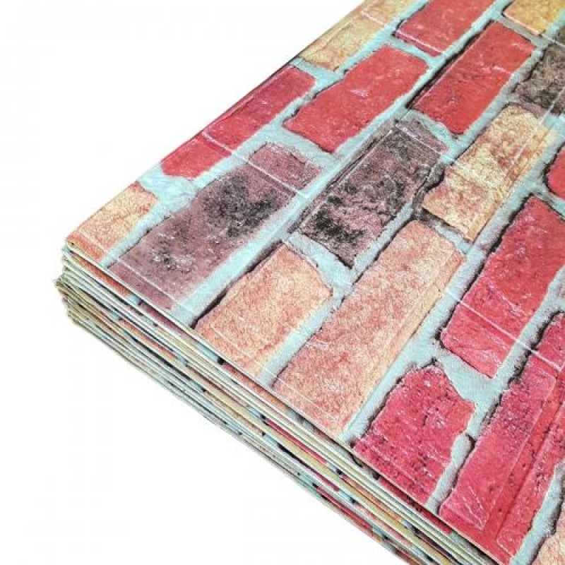 Самоклеюча декоративна 3D панель під бежево-червону катеринославську цеглу в рулоні 20 м 3D Loft 20000x700x3мм