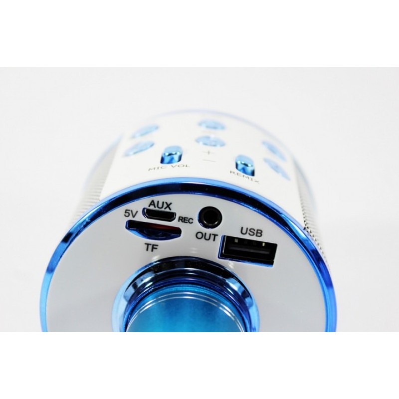 Бездротовий Bluetooth мікрофон для караоке Wster ws-858 зі зміною голосу портативний USB-мікрофон Синій